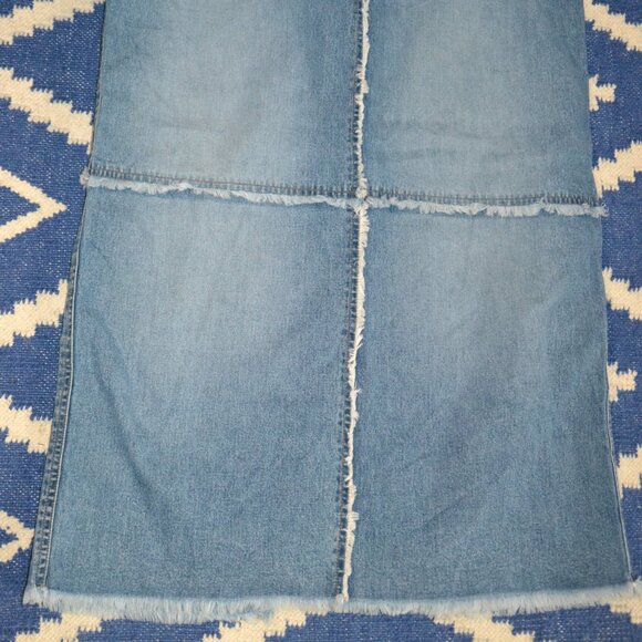 Vintage Lauren Jeans Co Ralph Lauren Patchwork Maxi Denim Skirt Size 14 - Picture 2 of 10